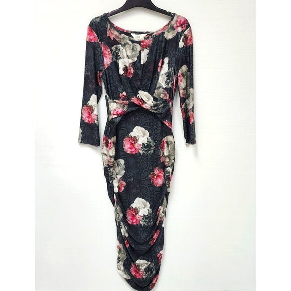 Ripe Women's Black Floral Snake Skin Patterned Maternity Dress Size 4, 6 & 8 - Picture 1 of 7